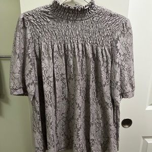 Cable and Gauge Lavender Lace Mock Turtleneck Top, Size XL
